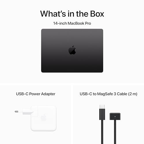 Apple 2023 MacBook Pro Laptop M3 Pro chip with 12‑core CPU, 18‑core GPU: 14.2-inch Liquid Retina XDR Display, 18GB Unified Memory, 1TB SSD Storage. Works with iPhone/iPad; Space Black
