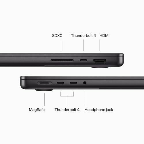 Apple 2023 MacBook Pro Laptop M3 Pro chip with 12‑core CPU, 18‑core GPU: 14.2-inch Liquid Retina XDR Display, 18GB Unified Memory, 1TB SSD Storage. Works with iPhone/iPad; Space Black